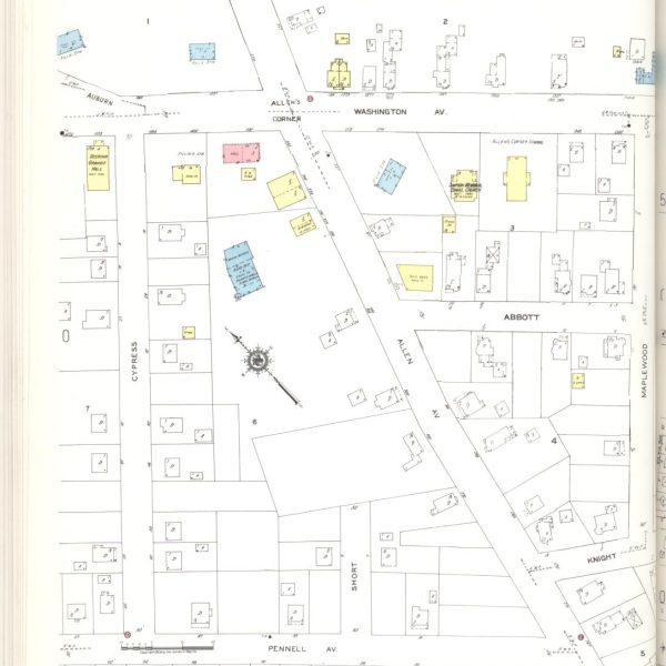 1909 AC Sanborn Map Allen A Sanborn map of Allen's Corner in 1909.